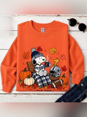 Dallas Snoopy 'Tis The Season Orange Crewneck Sweatshirt